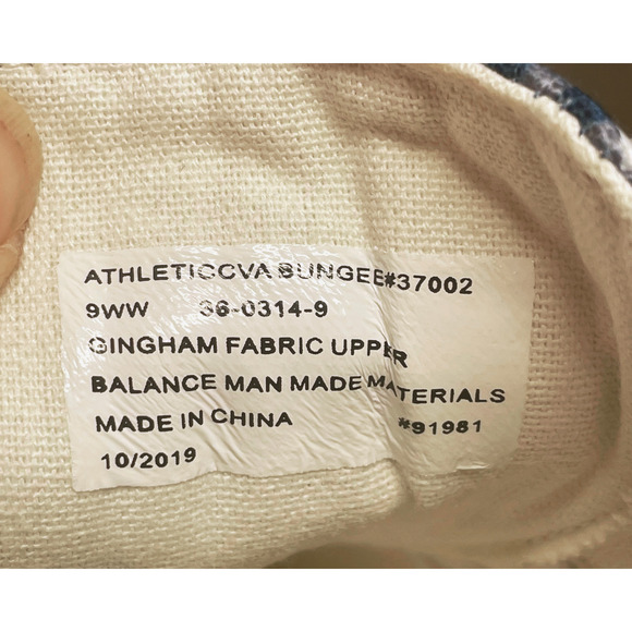 Comfortview Sz 9WW Slip-On Sneakers Navy Gingham Bungee Elastic Casual Flats - Picture 7 of 8